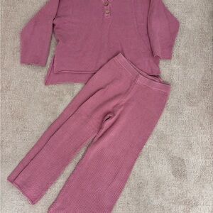 Free People Mauve Pink Waffle-Knit Set